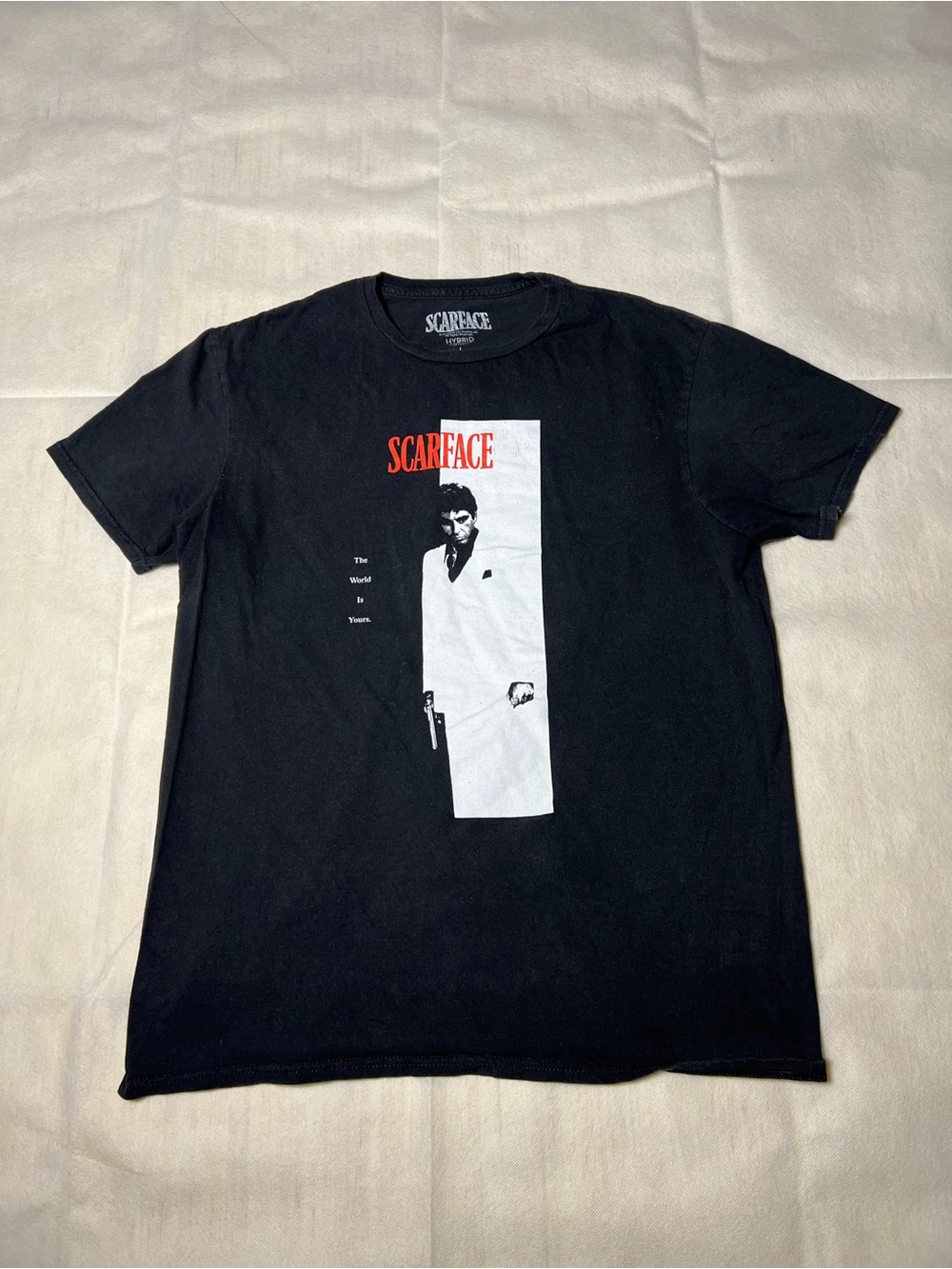 Hybrid Apparel Scarface Black T-Shirt with Red & White Print